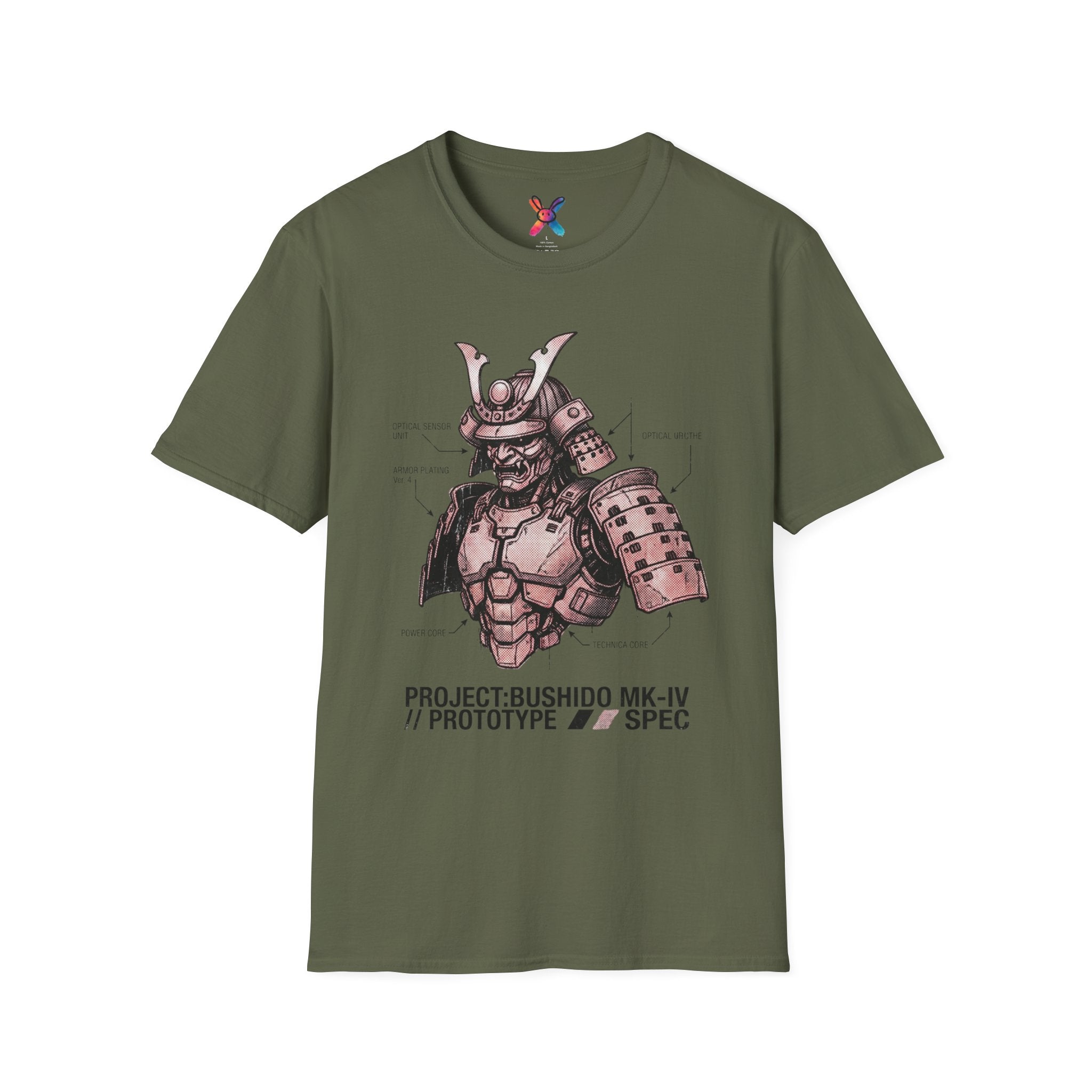 Project Bushido T-Shirt — Mecha Samurai Blueprint Tee