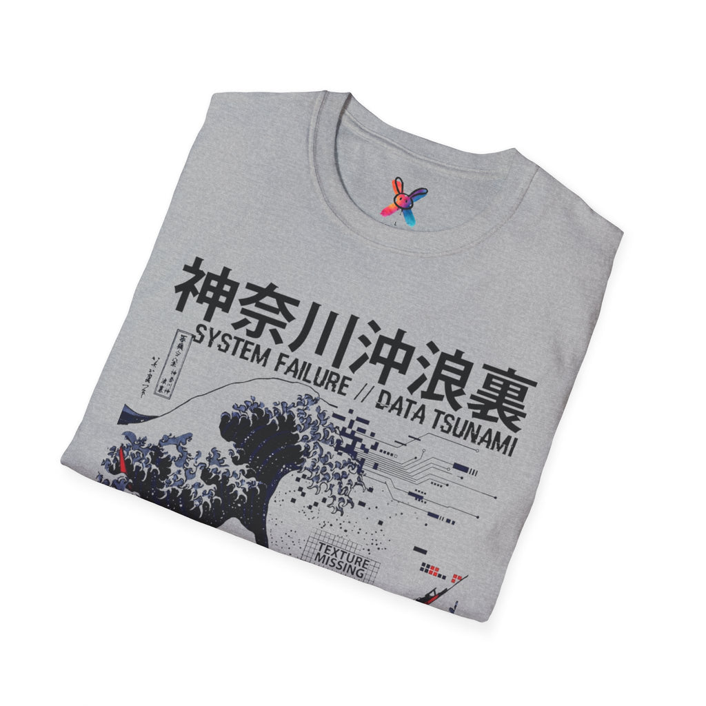 Data Tsunami T-Shirt — Glitch Great Wave Graphic Tee