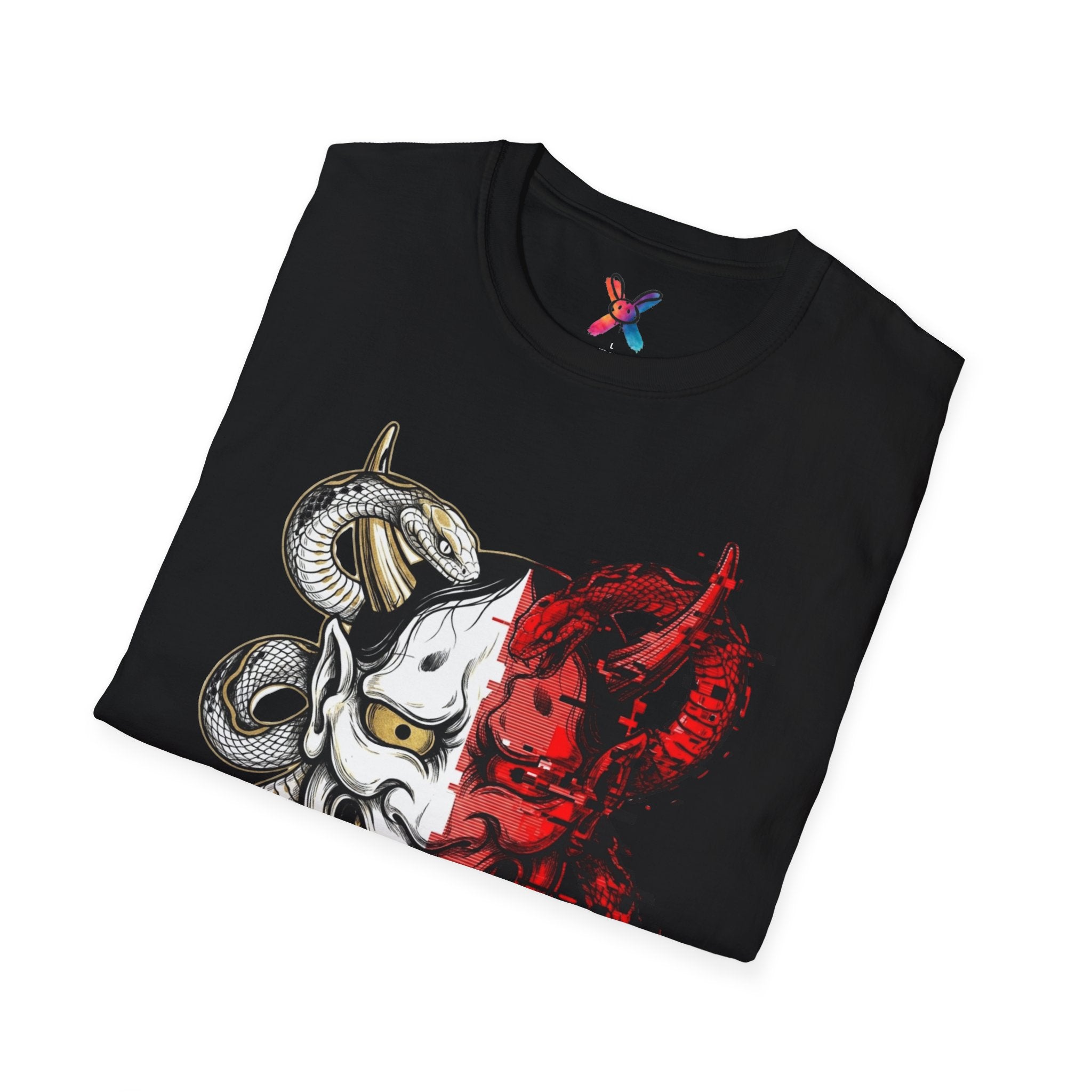 Cyber Oni T-Shirt — Split Glitch Demon Graphic Tee