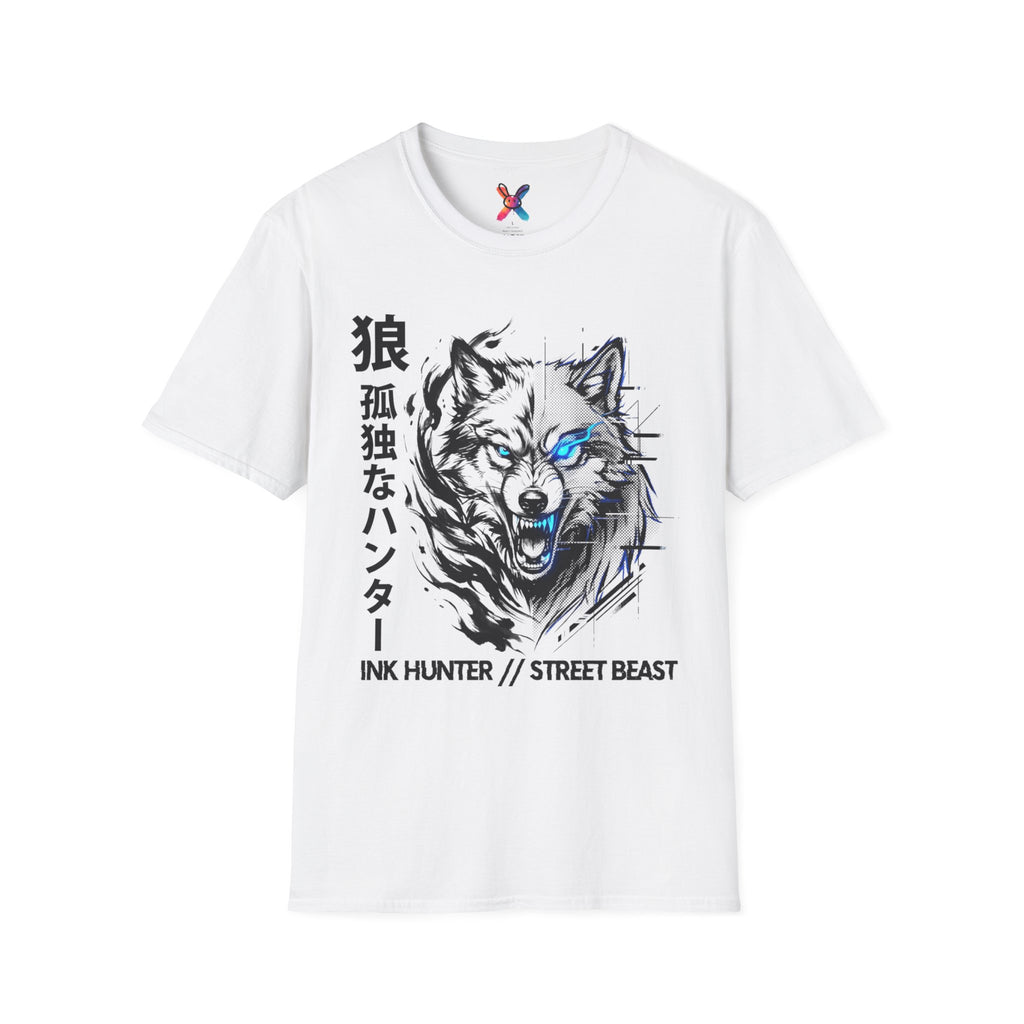 Ink Hunter T-Shirt — Cyber Wolf Glitch Tee