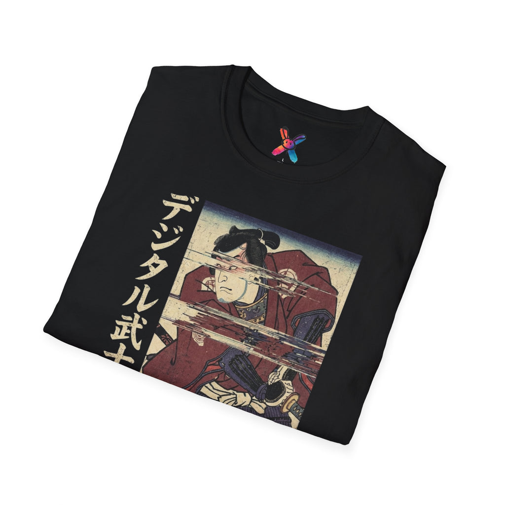 Digital Bushido T-Shirt — Glitch Art Samurai Graphic Tee