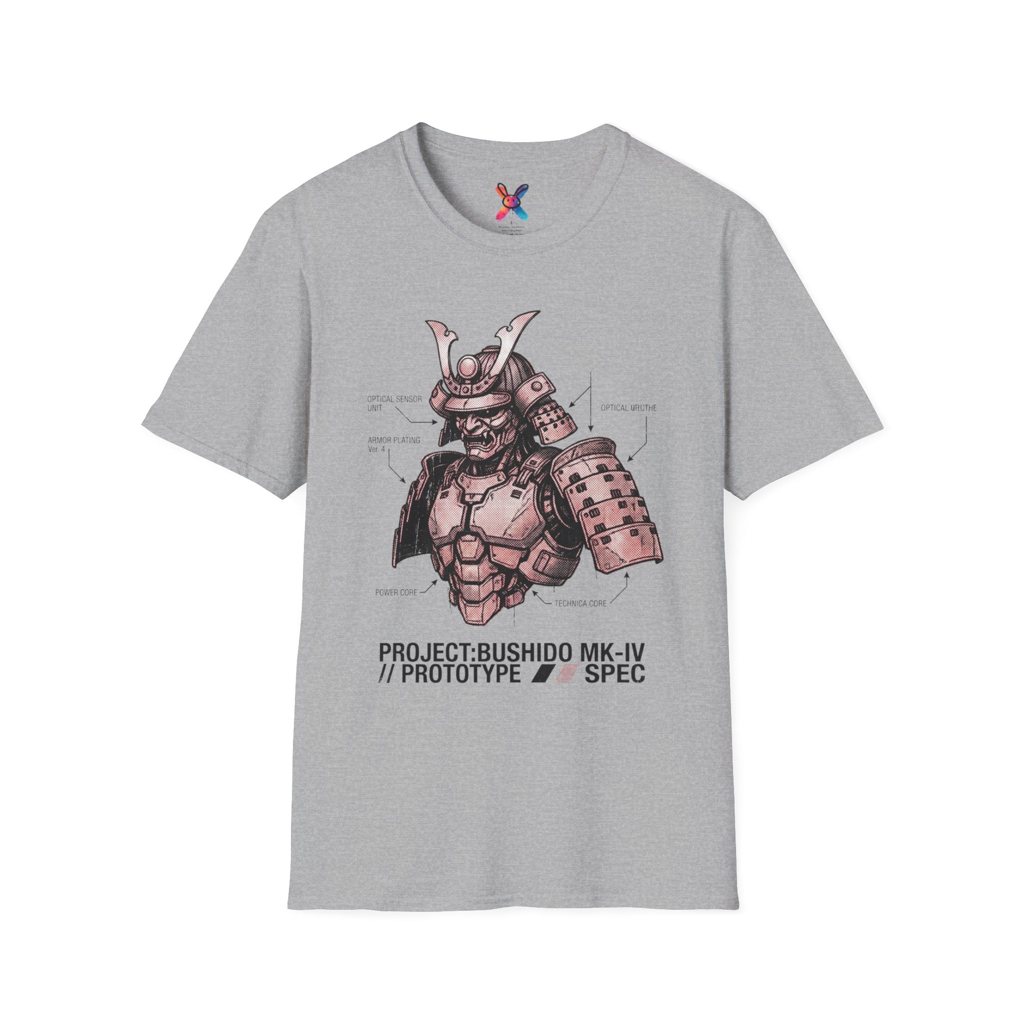 Project Bushido T-Shirt — Mecha Samurai Blueprint Tee