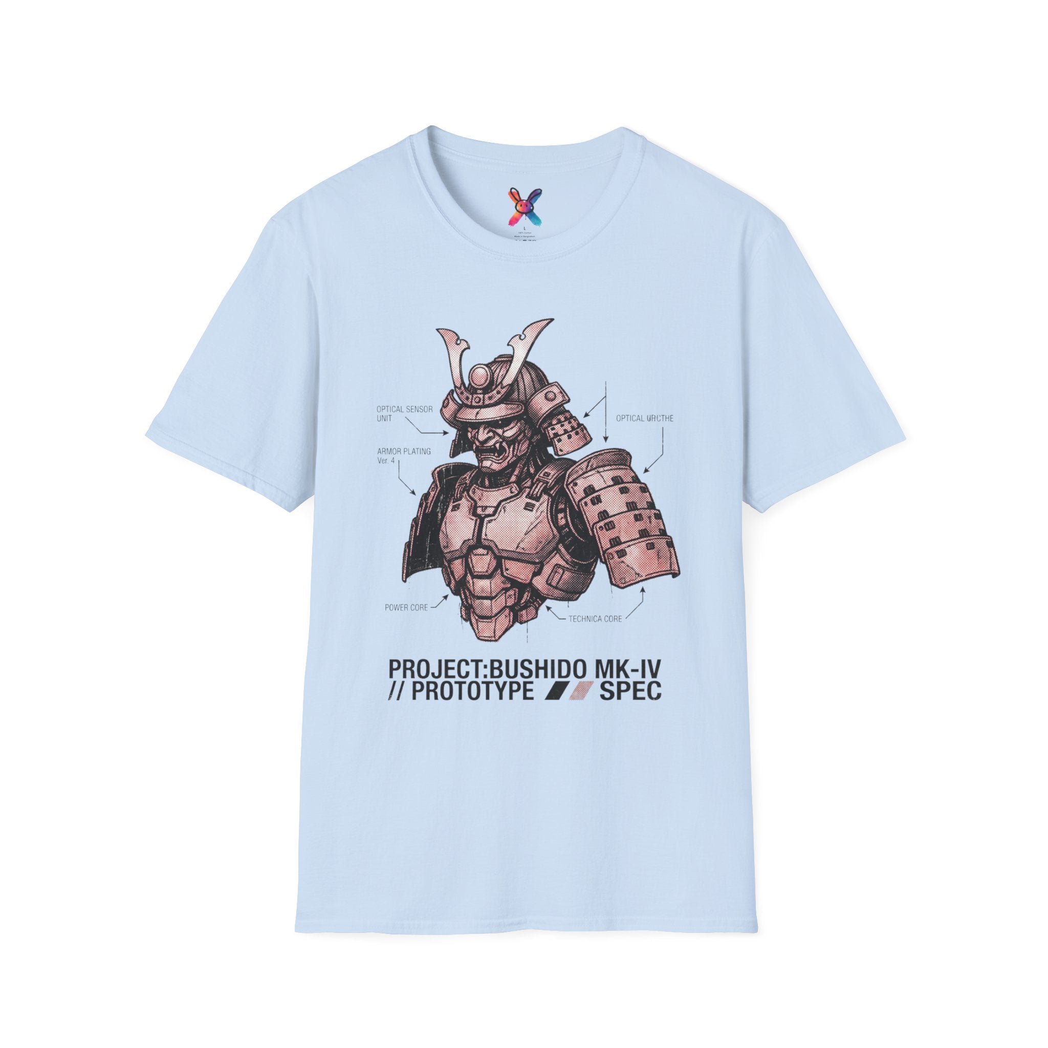 Project Bushido T-Shirt — Mecha Samurai Blueprint Tee