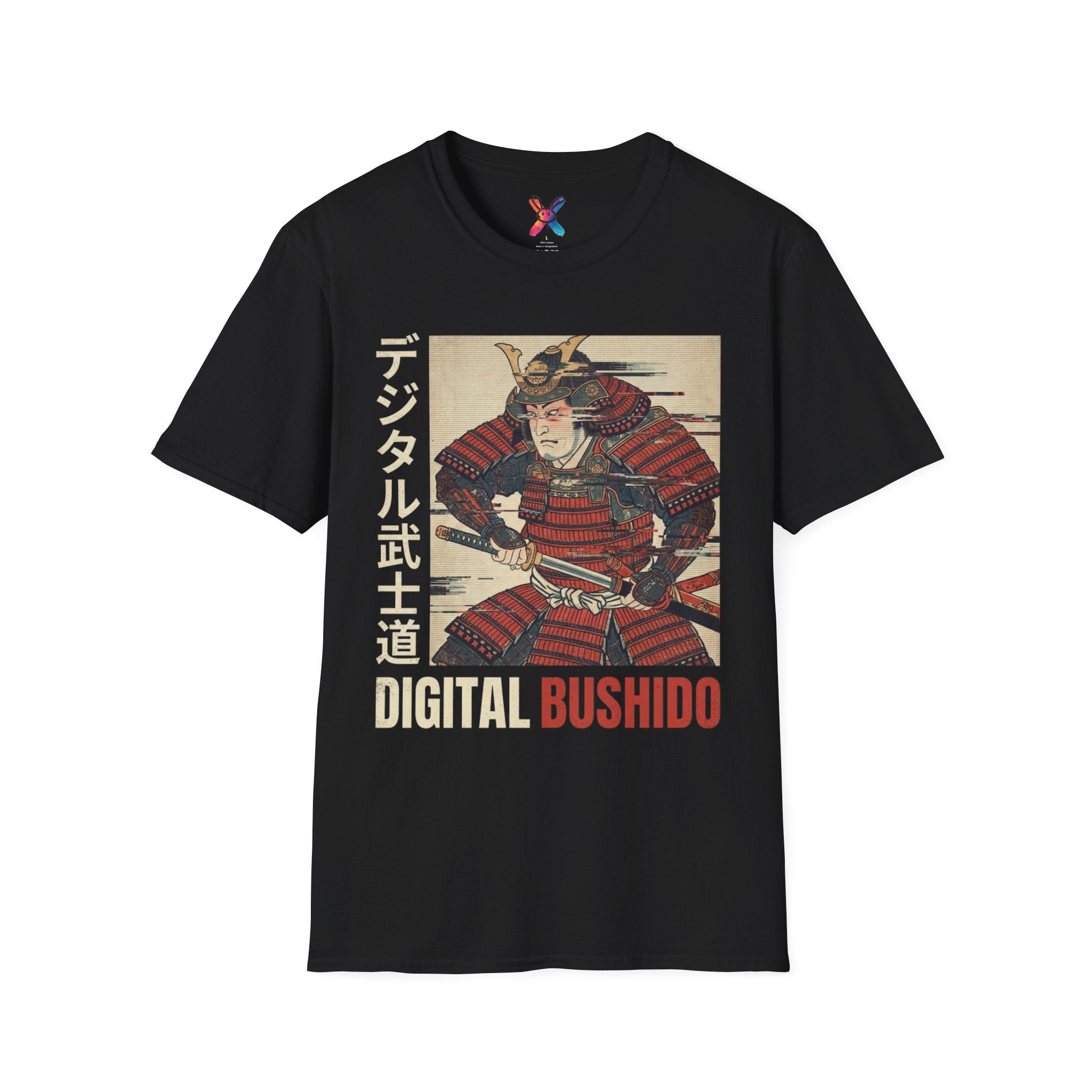 Digital Bushido T-Shirt — Glitch Samurai Ukiyo-e Graphic Tee
